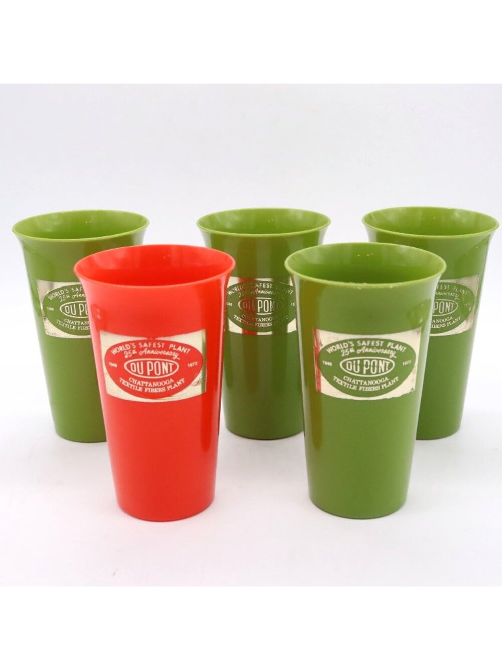 Vtg 1973 Dupont Plant Chattanooga 25th Anniversary Plastic Tumblers Set of 5